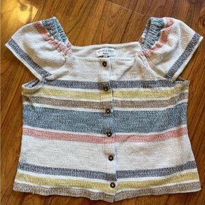 Madewell Textured Knit Top with Multicolor Stripes